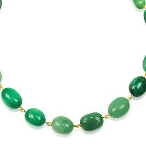 14k Gold Natural Jade Necklace.